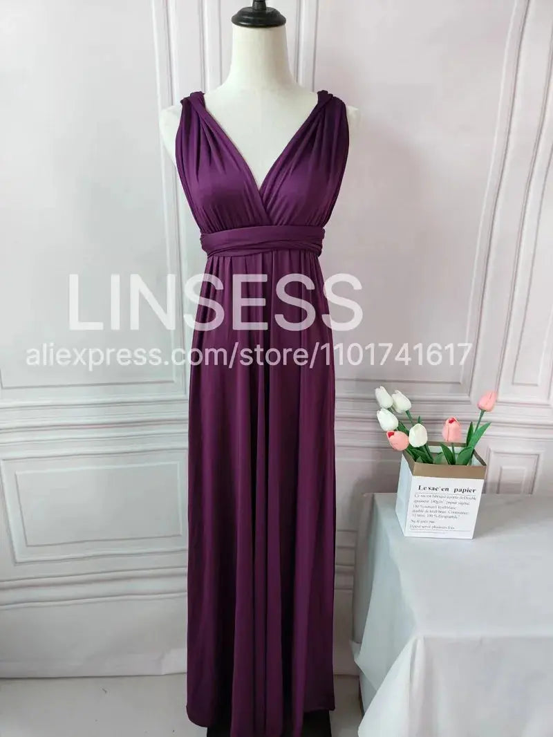 Olive green maxi bridesmaid dress by SHOPEZRA L.L.C., convertible multiway infinity style with elegant flowing fabric.