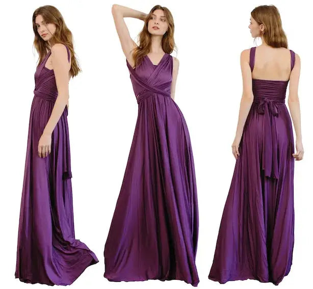 Olive green maxi bridesmaid dress from SHOPEZRA L.L.C., convertible multiway gown with elegant flowing fabric for bridal parties.