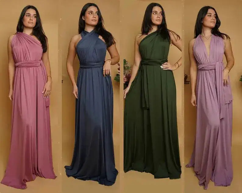 Bridesmaid Dress, Olive Green Maxi Bridesmaid Dress, Bridal Party Convertible Dress, Multiway Infinity Dress, Custom Dress by Dropshipman