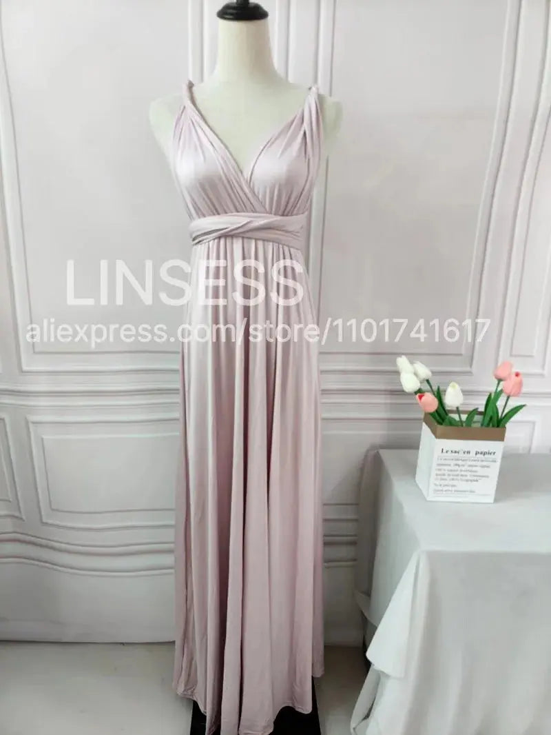 Olive green maxi bridesmaid dress by SHOPEZRA L.L.C., convertible multiway infinity style, perfect for bridal parties.