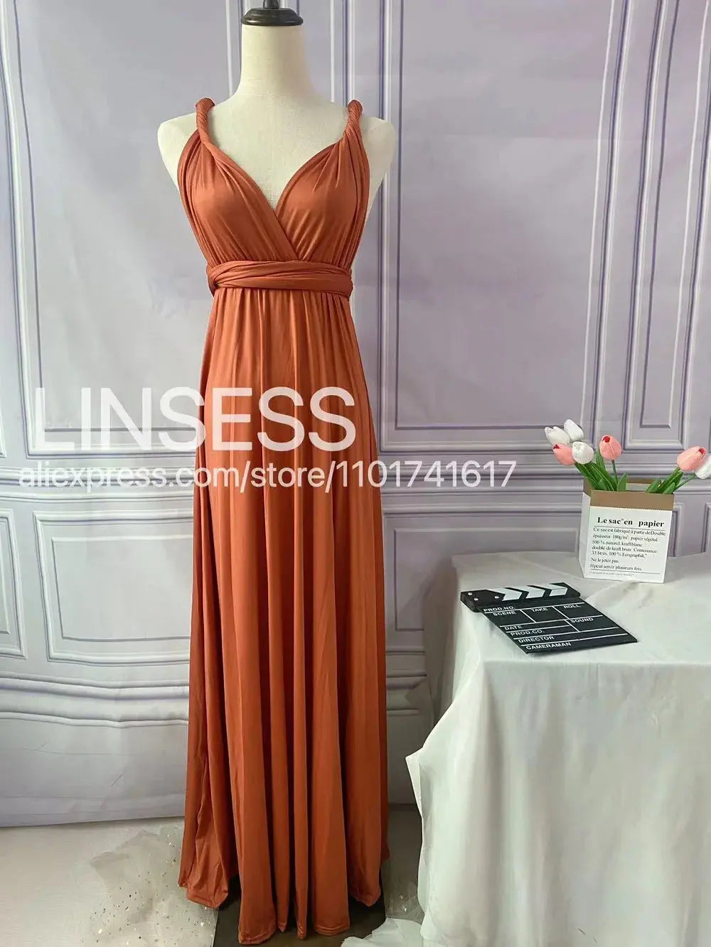 Olive green maxi bridesmaid dress by SHOPEZRA L.L.C. featuring a convertible, multiway infinity design for bridal parties.
