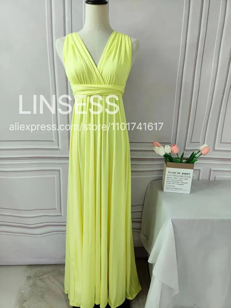 Olive green maxi bridesmaid dress by SHOPEZRA L.L.C., convertible multiway infinity dress for bridal party or special occasions.