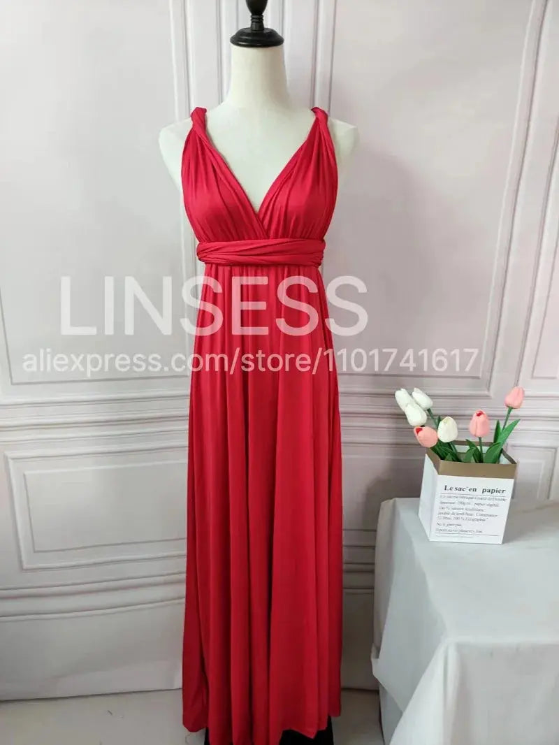 Olive green maxi bridesmaid dress by SHOPEZRA L.L.C., convertible multiway infinity style, suitable for bridal parties.