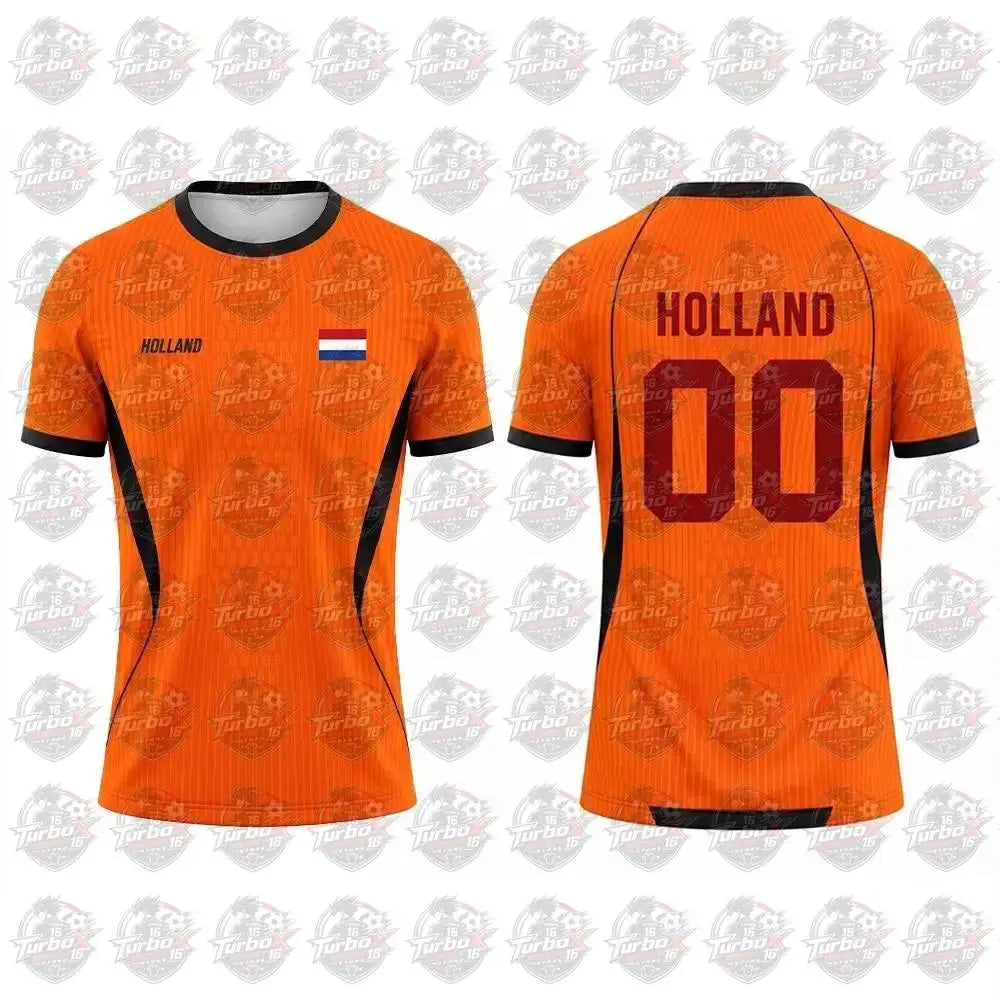 Netherlands flag print football jersey by SHOPEZRA L.L.C., short-sleeved, breathable sports top for adults, casual outdoor support.