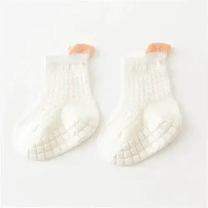3pairs/lot RAISE 6 Colored Non-slip Baby Girl Sock Breathable Thin Infant Girl Cotton Socks Kids Mesh Socks Children&