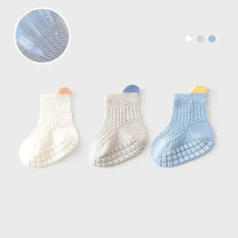 3pairs/lot RAISE 6 Colored Non-slip Baby Girl Sock Breathable Thin Infant Girl Cotton Socks Kids Mesh Socks Children&