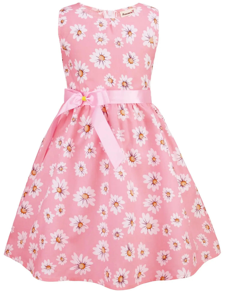 Princess infant girl dress in size 100, pink and white with bow details, by SHOPEZRA L.L.C., for children aged 3 years.
