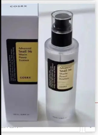COSRX Advanced Snail 96 Mucin Power Essence bottle and box, a snail mucin moisturizer for radiant skin.