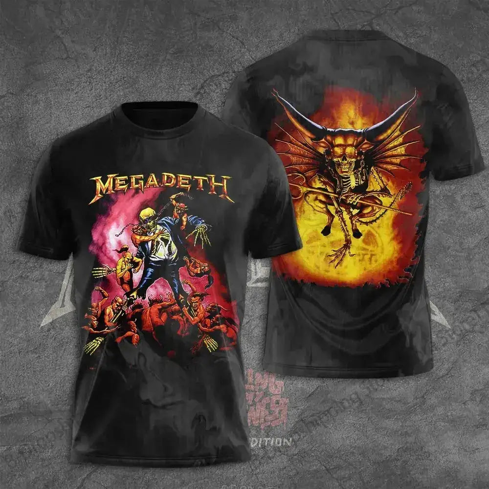 Mens T Shirt Rock Megadeth Band 3D Print T-shirt Men Fashion Short Sleeve Tops Tees Kids Clothing Punk Hip Hop Harajuku Tops by Dropshipman