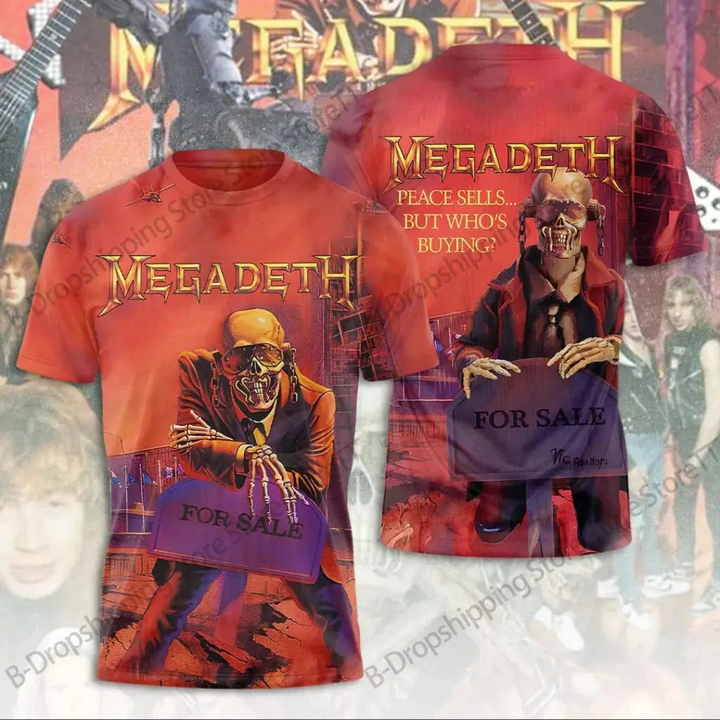 Mens T Shirt Rock Megadeth Band 3D Print T-shirt Men Fashion Short Sleeve Tops Tees Kids Clothing Punk Hip Hop Harajuku Tops SHOPEZRA L.L.C.