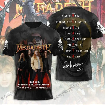 Mens T Shirt Rock Megadeth Band 3D Print T-shirt Men Fashion Short Sleeve Tops Tees Kids Clothing Punk Hip Hop Harajuku Tops by Dropshipman