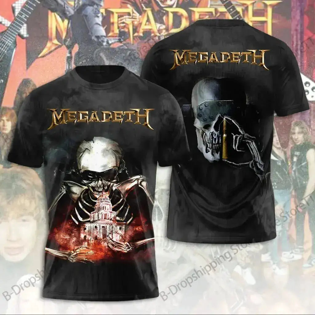 Mens T Shirt Rock Megadeth Band 3D Print T-shirt Men Fashion Short Sleeve Tops Tees Kids Clothing Punk Hip Hop Harajuku Tops by Dropshipman