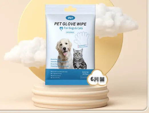 Extra-thick disposable pet cleaning gloves and wipes from SHOPEZRA L.L.C., ideal for grooming and mess cleanup.