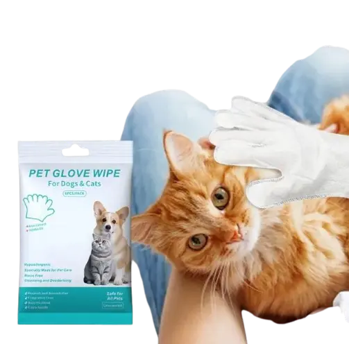 SHOPEZRA L.L.C. pet cleaning gloves and wipes, extra thick disposable gloves for pet grooming and cleaning.