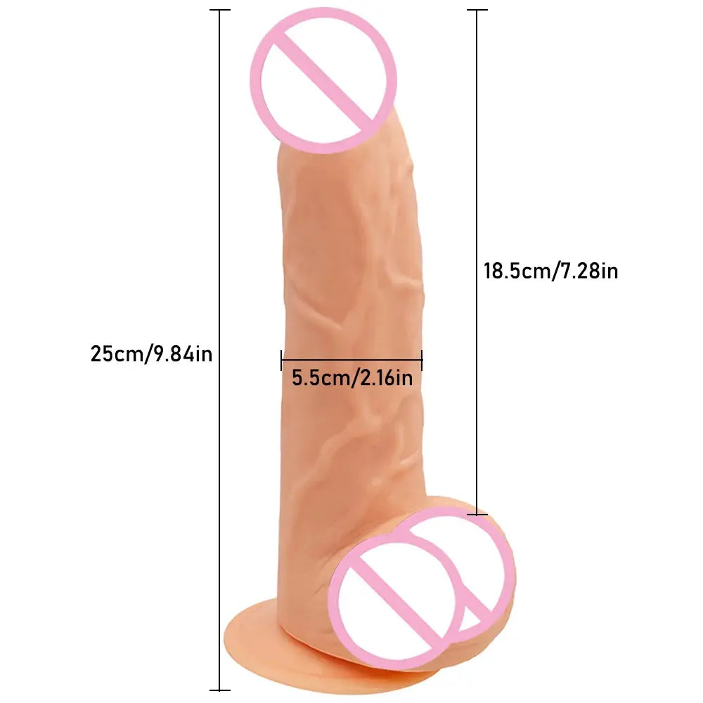 Oversized realistic dildo from SHOPEZRA L.L.C. with soft skin feel, 25cm length, thick design, ideal for female masturbation.