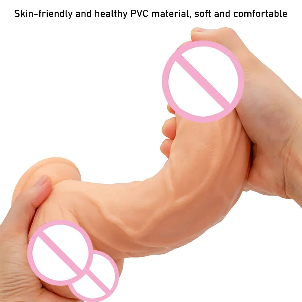 Large 25cm realistic dildo from SHOPEZRA L.L.C. with soft skin feel, thick design, ideal for female masturbation and erotic pleasure.