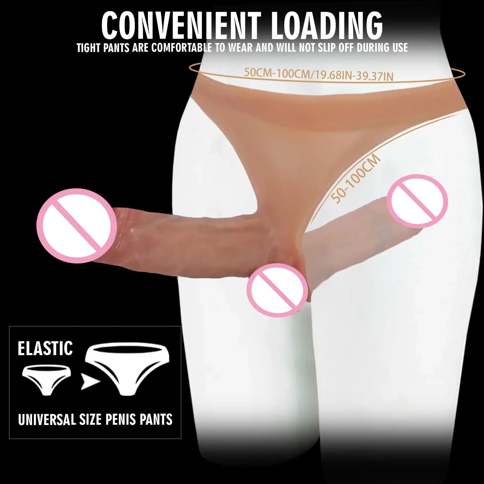 Realistic silicone double-head dildo pants strap-on for female masturbation, featuring vaginal and anal plug attachments.