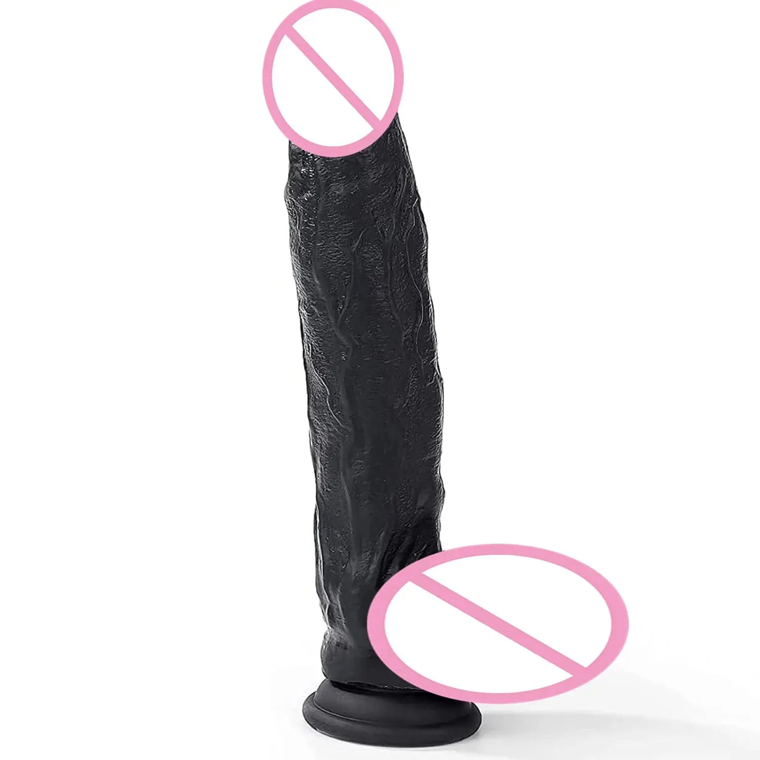 Realistic black dildo with suction cup from SHOPEZRA L.L.C., adult sex toy designed for women, featuring lifelike details and flexible material.