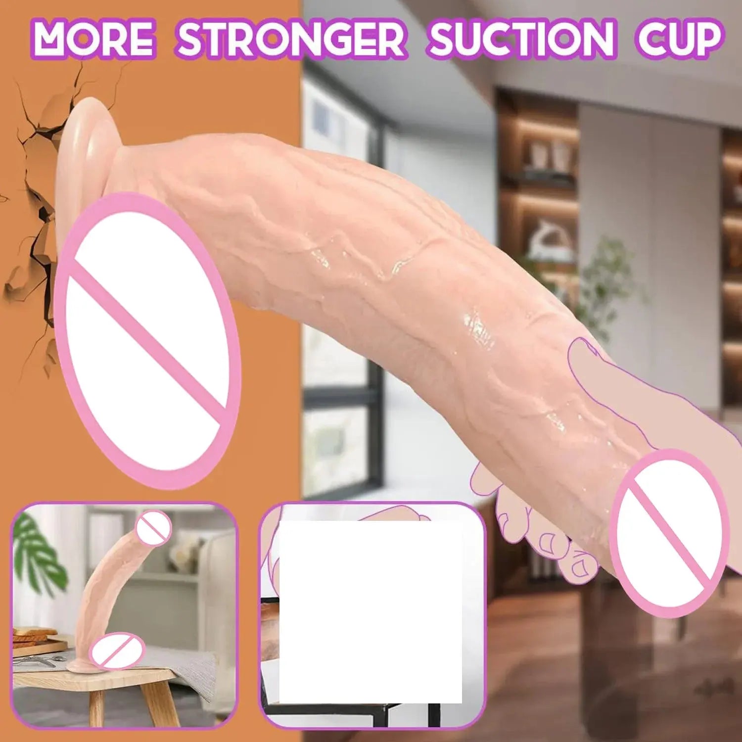 Black realistic dildo with suction cup, adult sex toy from SHOPEZRA L.L.C., designed for women’s masturbation and intimate pleasure.