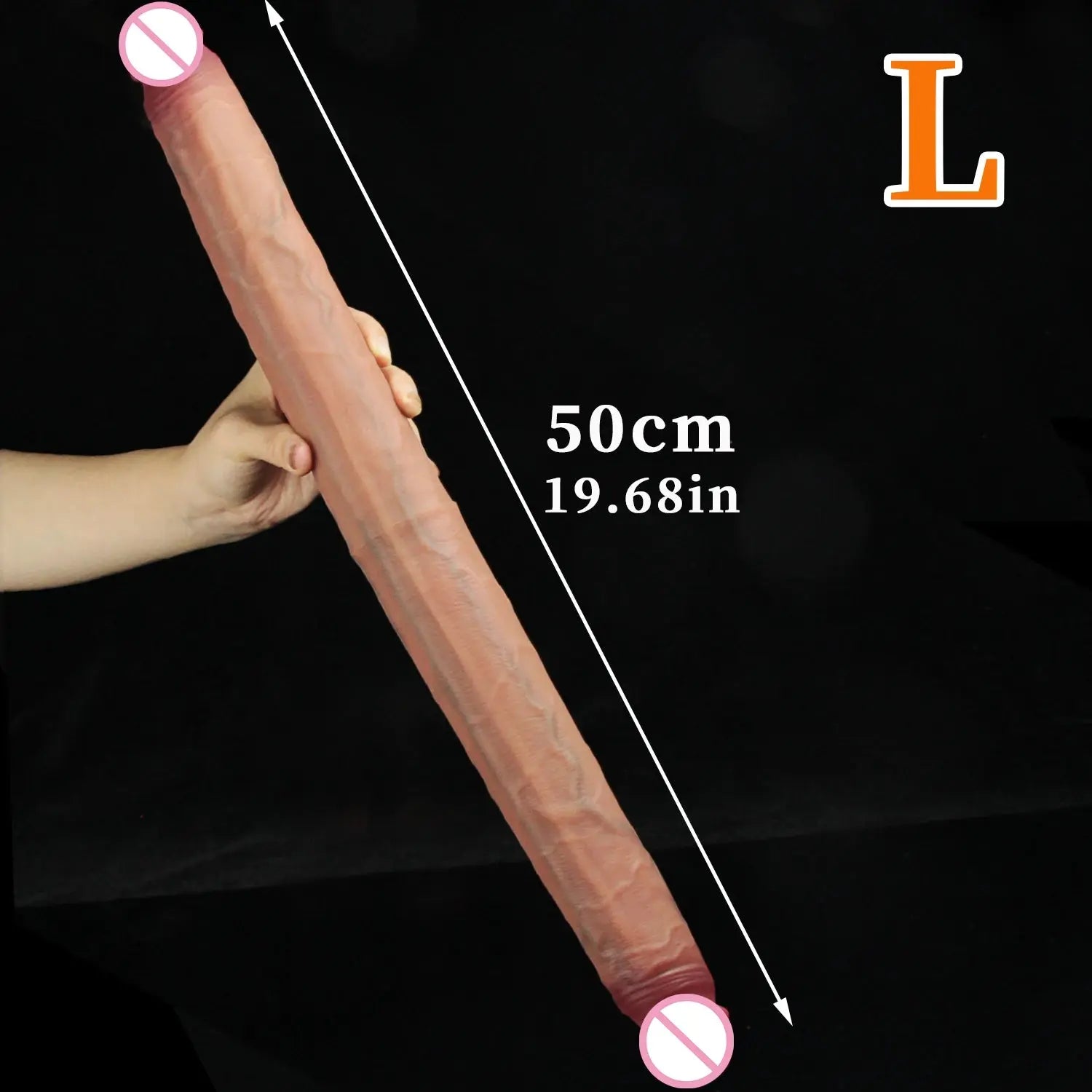 Realistic 50cm double head dildo by SHOPEZRA L.L.C. flexible, penis-shaped sex toy for women and lesbian pleasure.