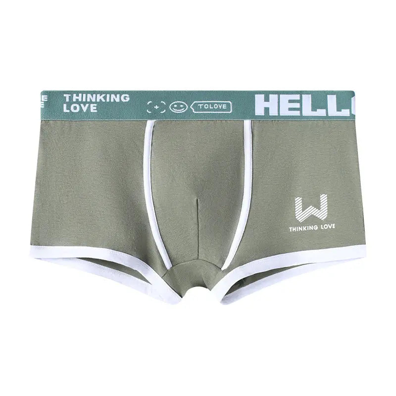 Breathable yellow men's boxers from Dingxin by SHOPEZRA L.L.C., comfortable middle waist design with traceless letter print.