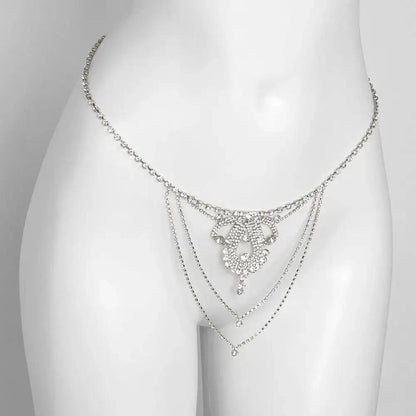 European and American sexy waist chain luxury super flash rhinestone underwear nightclub water drop thong bikini body chain by Dropshipman