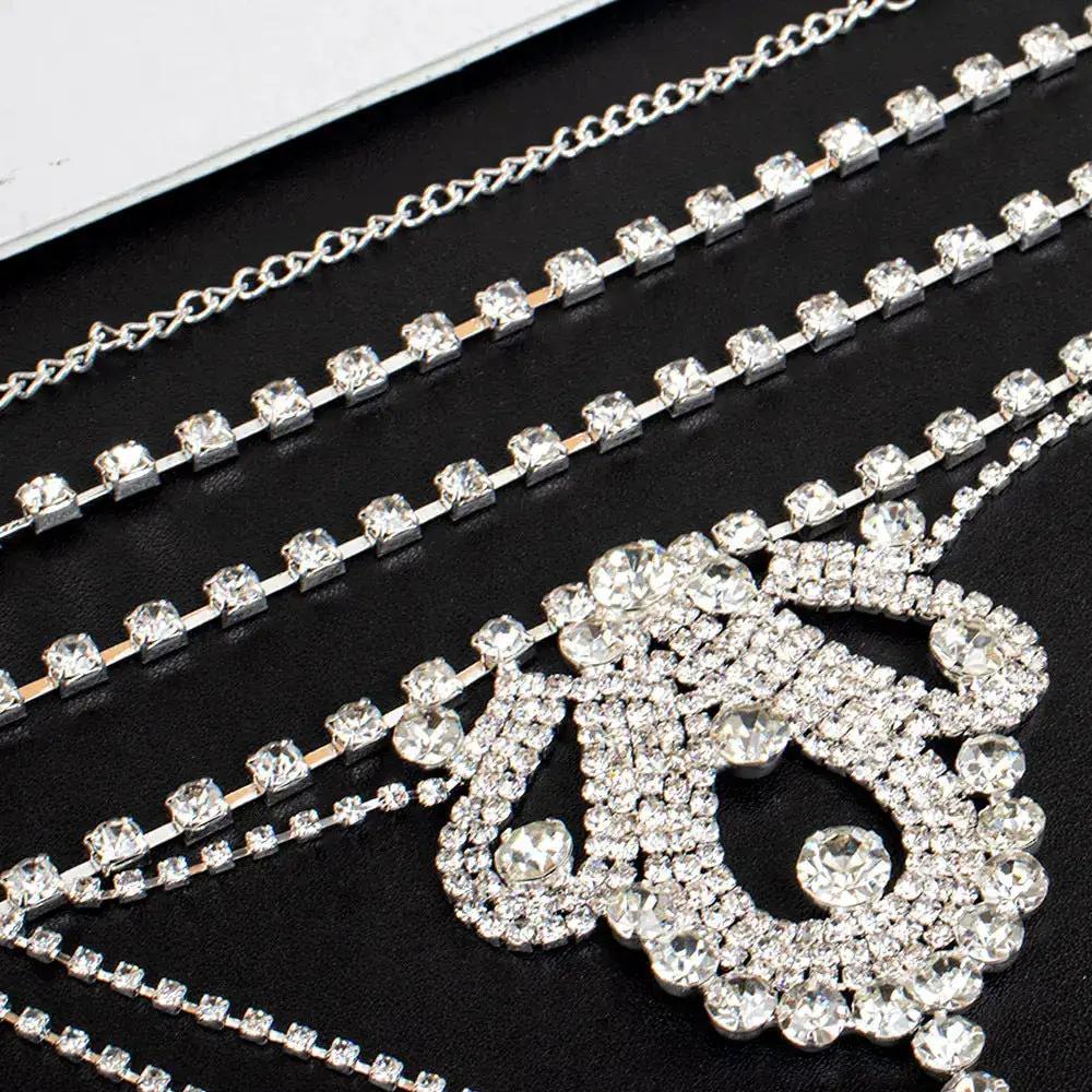 European and American sexy waist chain luxury super flash rhinestone underwear nightclub water drop thong bikini body chain by Dropshipman