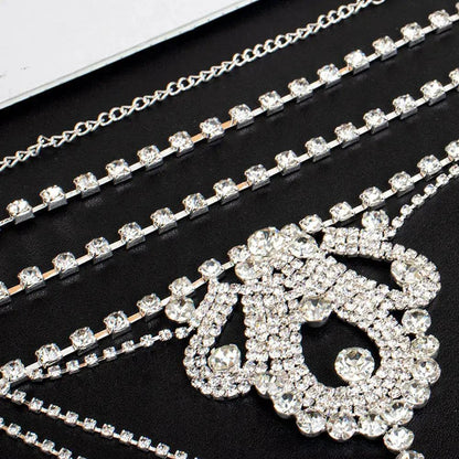 European and American sexy waist chain luxury super flash rhinestone underwear nightclub water drop thong bikini body chain by Dropshipman