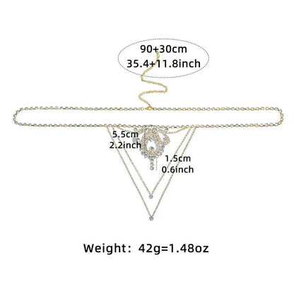 European and American sexy waist chain luxury super flash rhinestone underwear nightclub water drop thong bikini body chain by Dropshipman