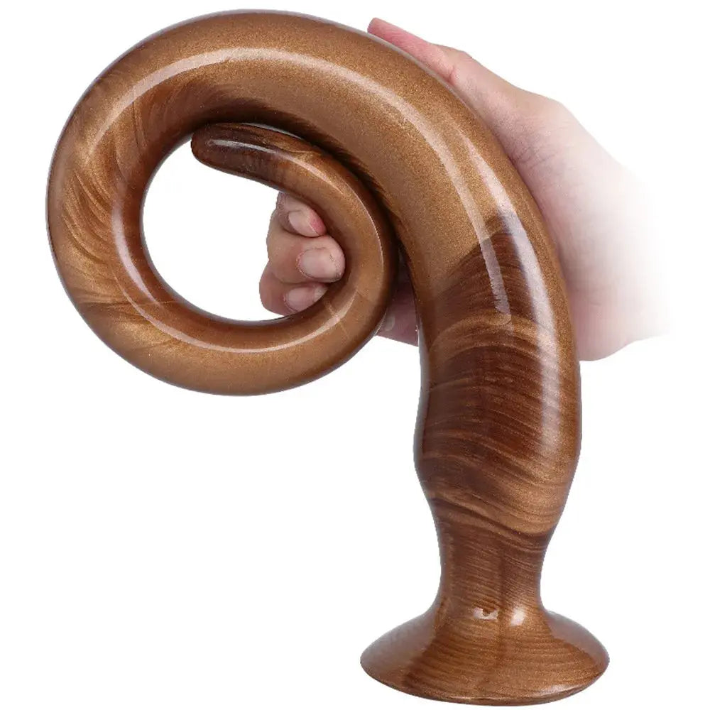 Gold silicone 50cm super long anal dildo and butt plug for adult sex toys, suitable for women, men, and LGBTQ+ users.