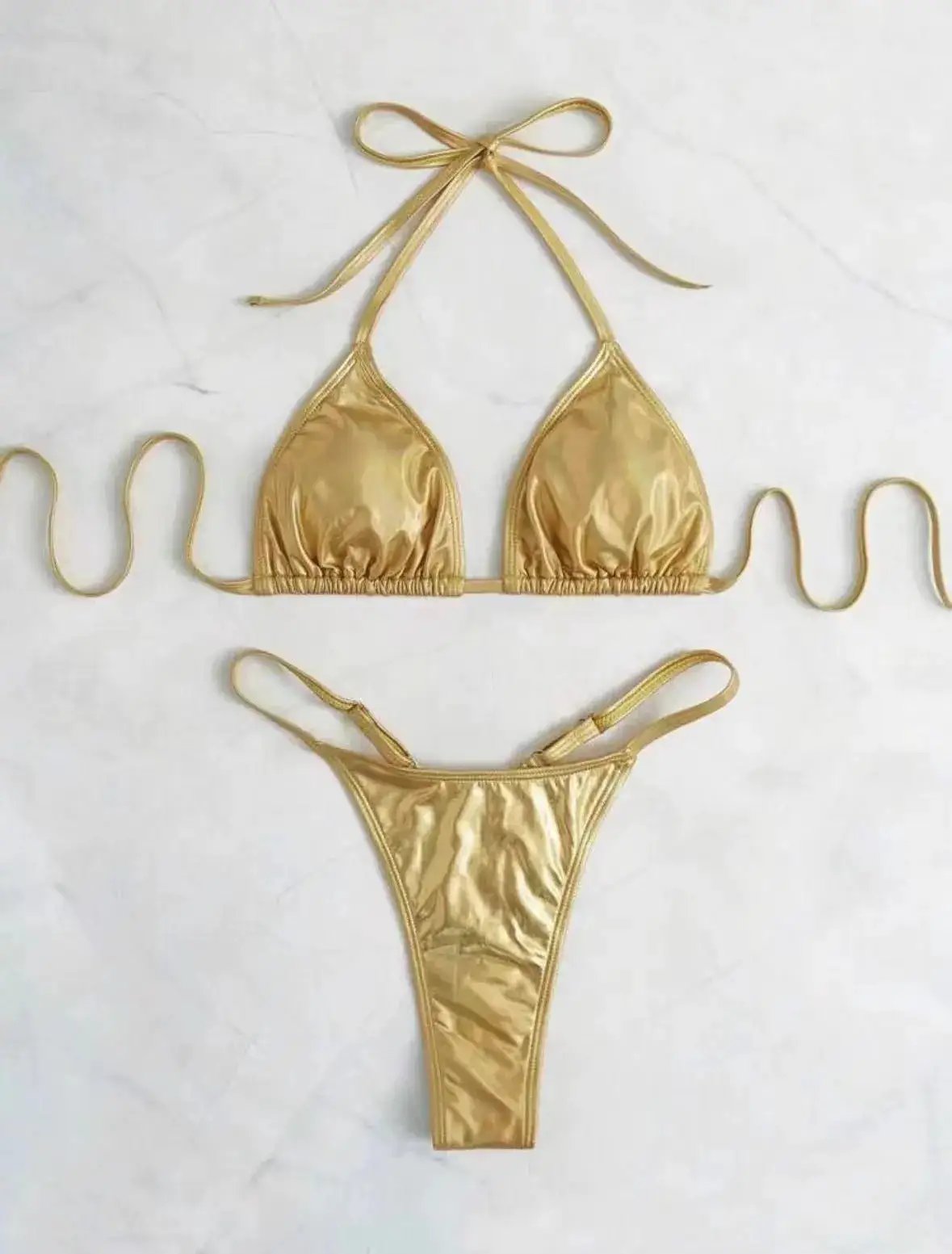 in stock 2024 Europe and the United States new sexy bright thong bikini swimsuit swimsuit women bikini cross-border foreign trade by Dropshipman