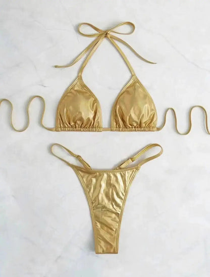 in stock 2024 Europe and the United States new sexy bright thong bikini swimsuit swimsuit women bikini cross-border foreign trade by Dropshipman