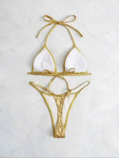 in stock 2024 Europe and the United States new sexy bright thong bikini swimsuit swimsuit women bikini cross-border foreign trade by Dropshipman