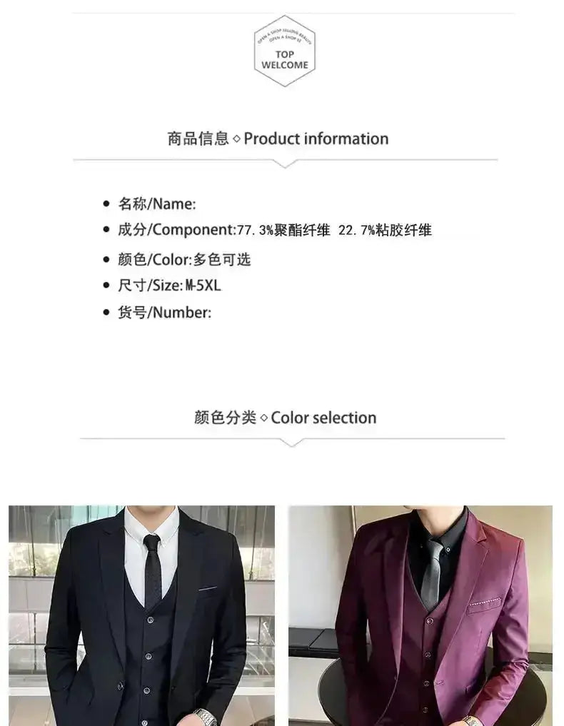 Suit (Blazer+ Vest + Pants) Men&