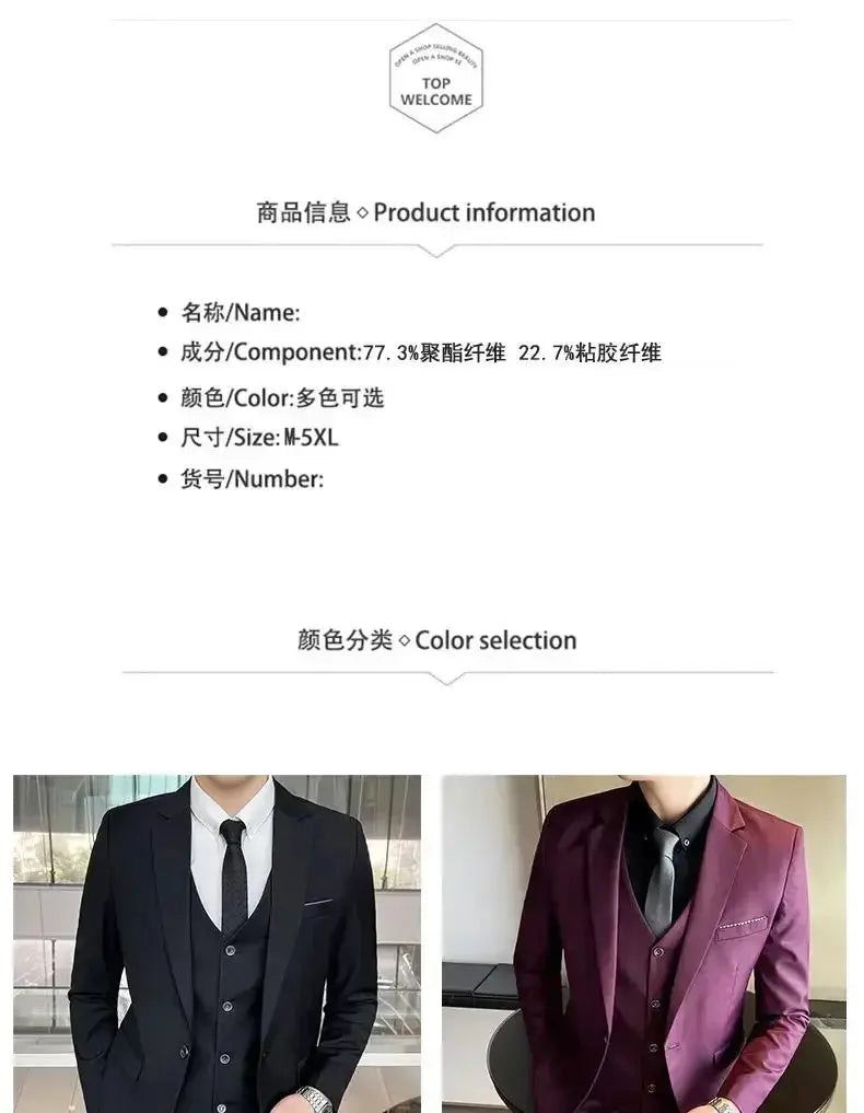 Suit (Blazer+ Vest + Pants) Men&