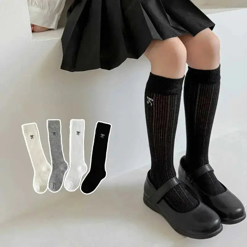 Summer Baby Hollow Out Socks Cute Bow Mesh Cotton Princess Knee High Socks Breathable Thin Non-slip Children Socks 2-12Years by Dropshipman