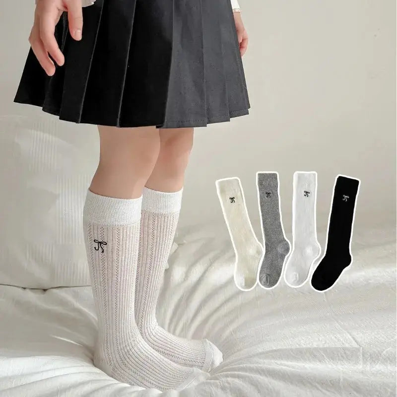 Summer Baby Hollow Out Socks Cute Bow Mesh Cotton Princess Knee High Socks Breathable Thin Non-slip Children Socks 2-12Years SHOPEZRA L.L.C.