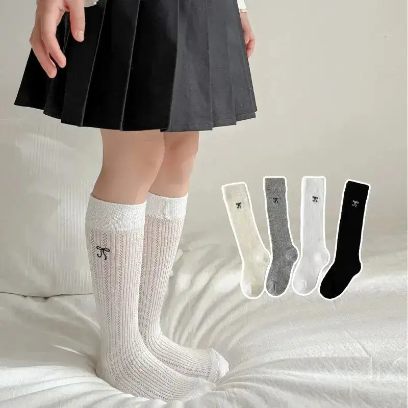 Summer Baby Hollow Out Socks Cute Bow Mesh Cotton Princess Knee High Socks Breathable Thin Non-slip Children Socks 2-12Years by Dropshipman
