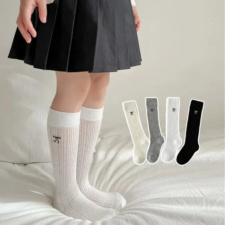 Summer Baby Hollow Out Socks Cute Bow Mesh Cotton Princess Knee High Socks Breathable Thin Non-slip Children Socks 2-12Years SHOPEZRA L.L.C.