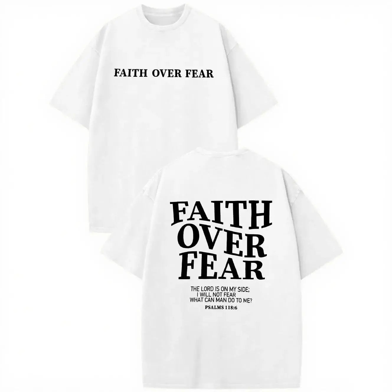 Gray men's BANGELY Faith Over Fear graphic shirt with oversized fit, featuring religious Jesus Christian design, short sleeve gym top.