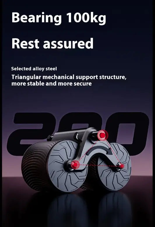 Gray Automatic Rebound Abdominal Wheel by SHOPEZRA L.L.C. with handles and rebound mechanism for core workout and abdominal exercise.