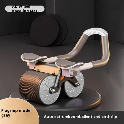 Gray Automatic Rebound Abdominal Wheel by SHOPEZRA L.L.C. with handle grips and recoil mechanism for core workout exercises.