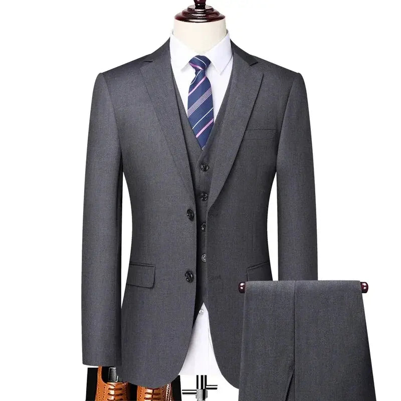 Gray men's formal suit by SHOPEZRA L.L.C. with a tailored fit, ideal for business, weddings, and outdoor occasions.