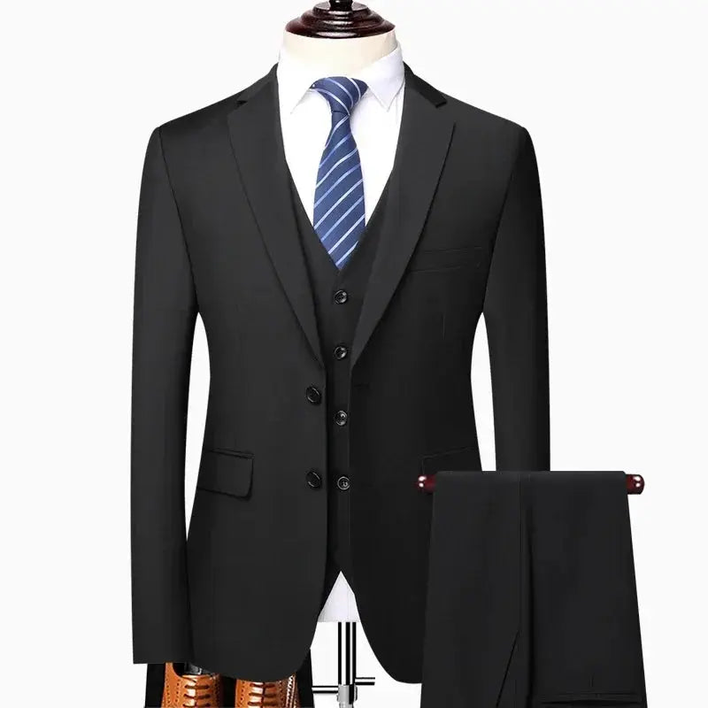 Gray men's formal suit by SHOPEZRA L.L.C., stylish and solid color, suitable for business, weddings, or outdoor events.