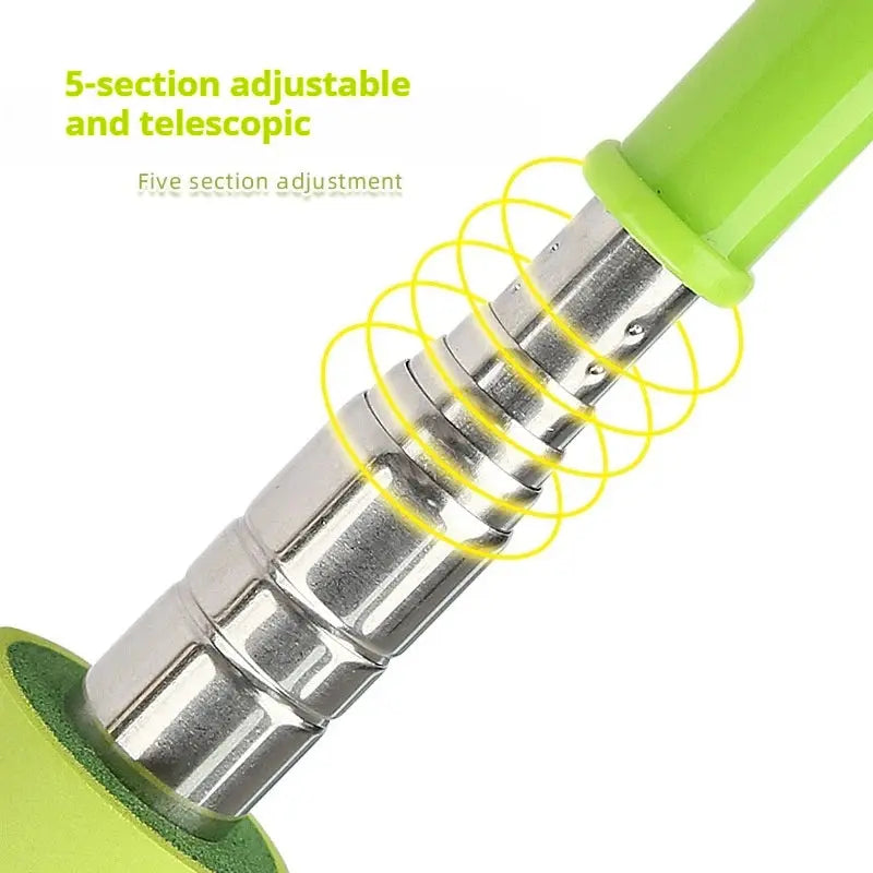 Set of stretchable long metal shoe horns in green, 30cm to 71cm, ideal for pregnant women and elderly for easy shoe dressing.