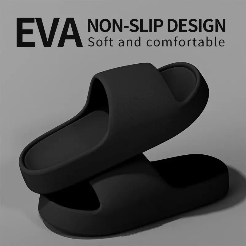 Green men's summer slippers with thick soles, anti-slip design, suitable for outdoor and indoor wear, bathroom shower footwear.