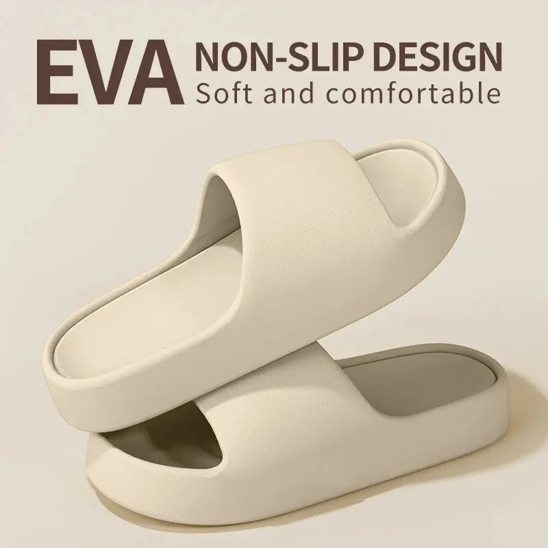 Green men's summer slippers with thick soles, anti-slip design, suitable for indoor bathroom use and outdoor wear.