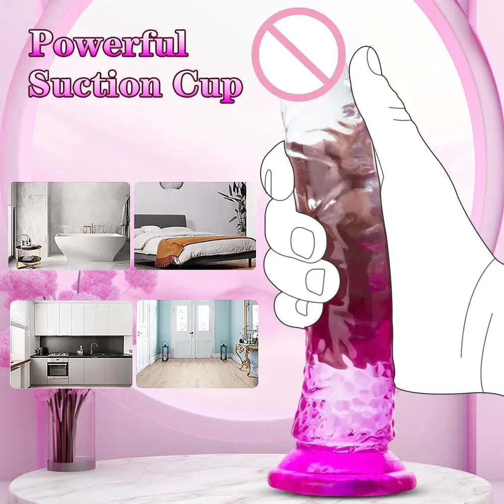 Green 22cm realistic dildo with powerful suction cup, designed for adult pleasure, couples, and female masturbation.