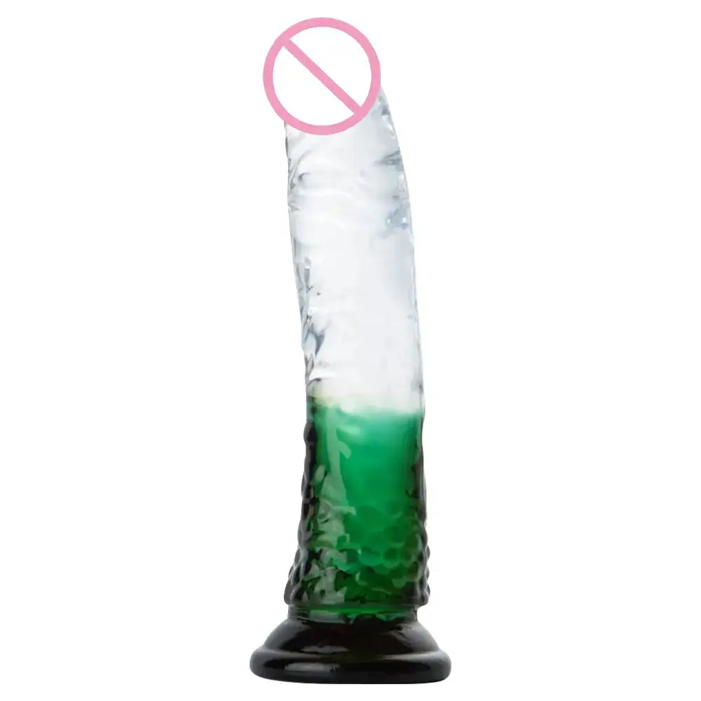 Green 22cm realistic dildo with suction cup, adult sex toy for couples, featuring a large penis design and female masturbation device