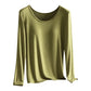 Modal Thermal Underwear for Women, Long-Sleeved Base Layer with Chest Pads, No Need to Wear a Bra, Top T-Shirt, Autumn Wear, Round Neck SHOPEZRA L.L.C.